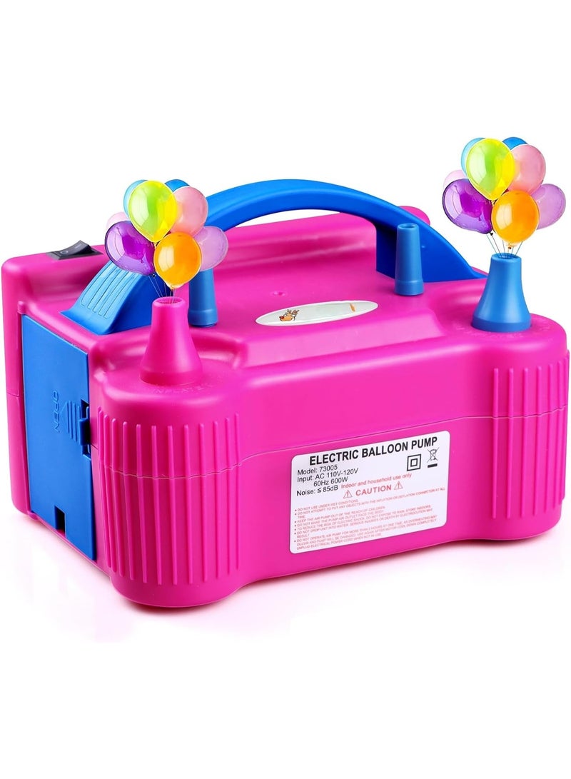 Trendigo Electric Balloon Pump for Party Decoration – Dual Nozzle Portable Balloon Air Inflator with UAE Plug & Balloon Tying Tool, Fast Balloon Blower Machine for Birthday, Wedding & Event Decor, Pink & Blue - Image 1